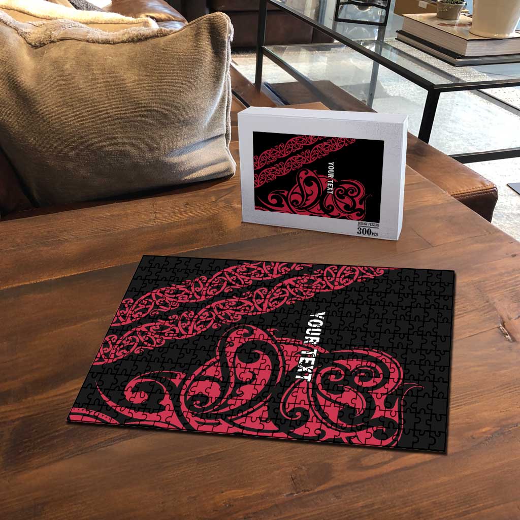 All Black Maori Tribal Tattoo Personalised Puzzle Classic Red Polynesian Style - Polynesian Pride