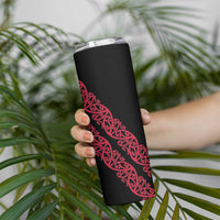 All Black Maori Tribal Tattoo Personalised Skinny Tumbler Classic Red Polynesian Style LT9 - Polynesian Pride