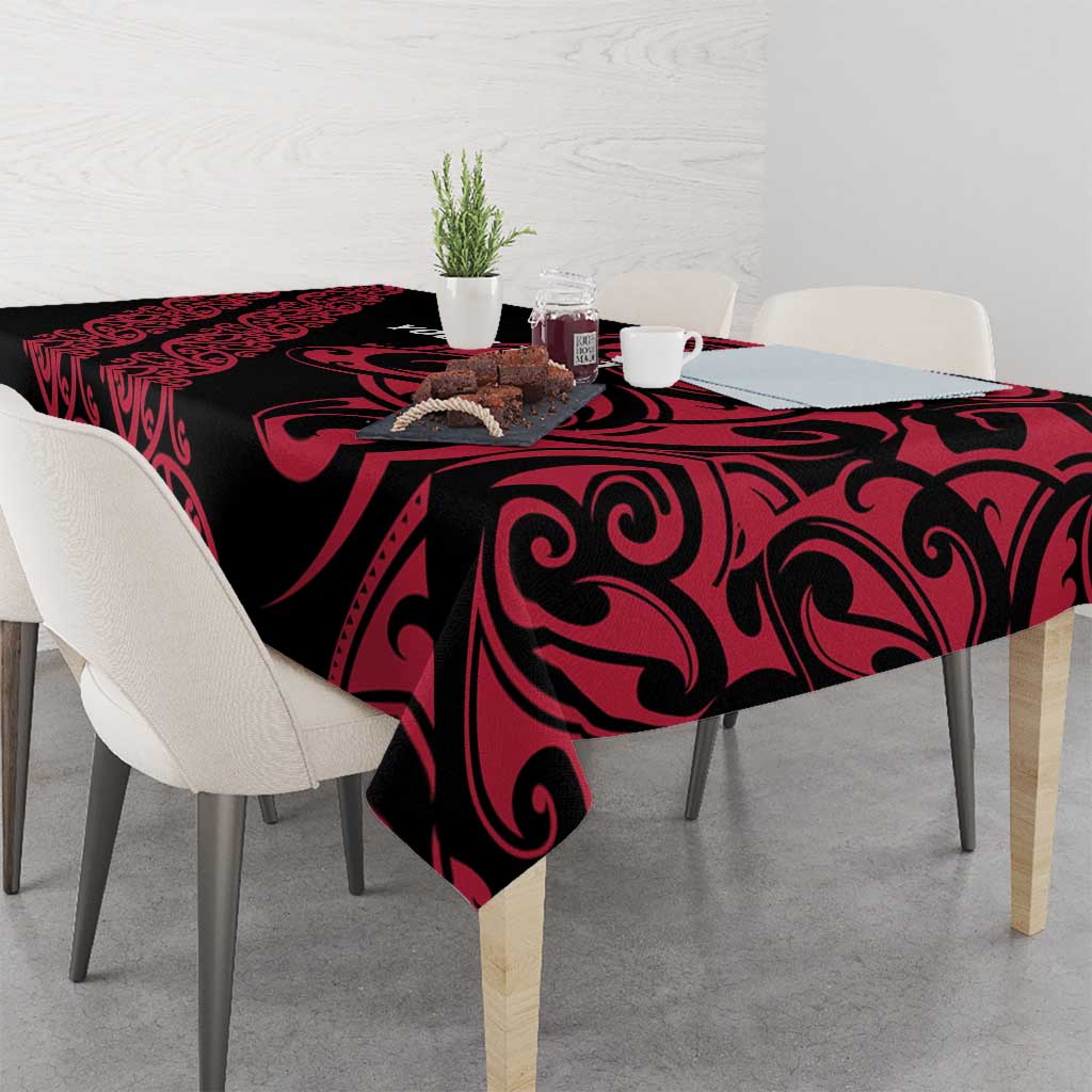 All Black Maori Tribal Tattoo Personalised Tablecloth Classic Red Polynesian Style LT9 - Polynesian Pride
