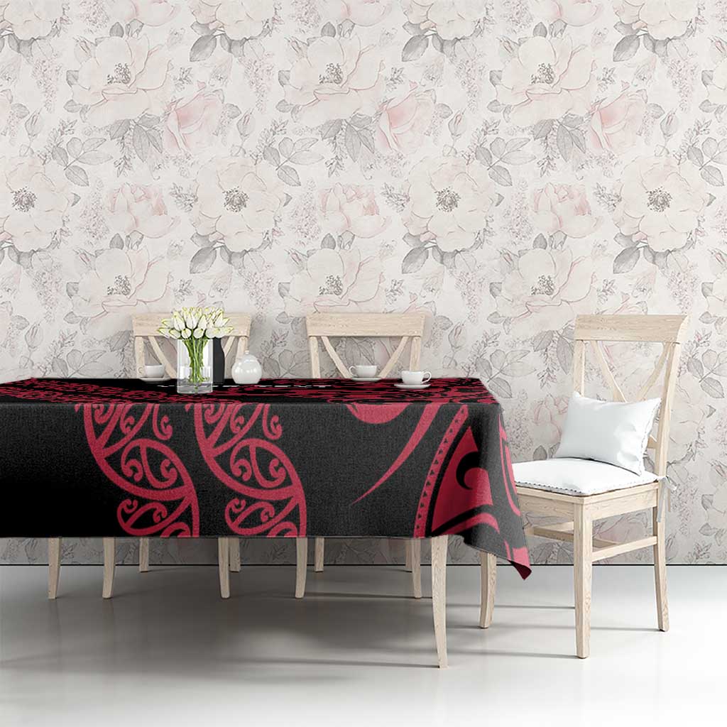 All Black Maori Tribal Tattoo Personalised Tablecloth Classic Red Polynesian Style LT9 - Polynesian Pride