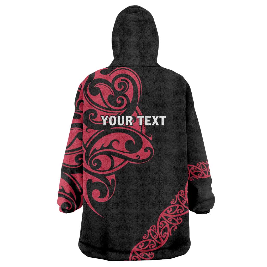 All Black Maori Tribal Tattoo Personalised Wearable Blanket Hoodie Classic Red Polynesian Style LT9 - Polynesian Pride