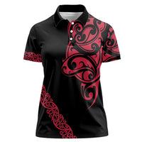 All Black Maori Tribal Tattoo Personalised Women Polo Shirt Classic Red Polynesian Style - Polynesian Pride