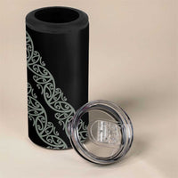All Black Maori Tribal Tattoo Personalised 4 in 1 Can Cooler Tumbler Moss Green Polynesian Style LT9 - Polynesian Pride