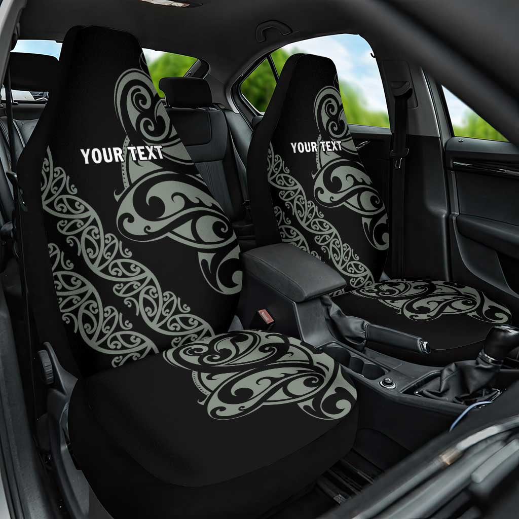 All Black Maori Tribal Tattoo Personalised Car Seat Cover Moss Green Polynesian Style - Polynesian Pride