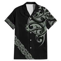 All Black Maori Tribal Tattoo Personalised Family Matching Mermaid Dress and Hawaiian Shirt Moss Green Polynesian Style LT9 Dad's Shirt - Short Sleeve Green - Polynesian Pride