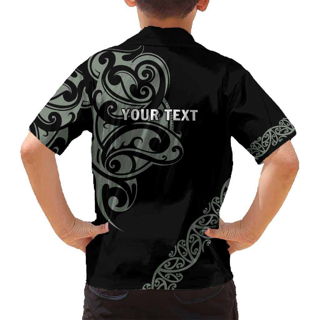 All Black Maori Tribal Tattoo Personalised Family Matching Summer Maxi Dress and Hawaiian Shirt Moss Green Polynesian Style LT9 - Polynesian Pride
