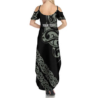 All Black Maori Tribal Tattoo Personalised Family Matching Summer Maxi Dress and Hawaiian Shirt Moss Green Polynesian Style LT9 - Polynesian Pride