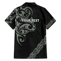 All Black Maori Tribal Tattoo Personalised Hawaiian Shirt Moss Green Polynesian Style - Polynesian Pride