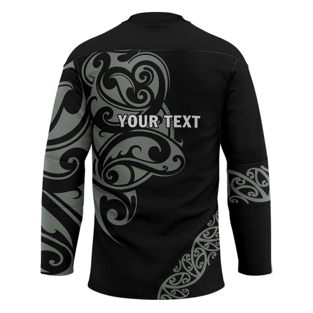 All Black Maori Tribal Tattoo Personalised Hockey Jersey Moss Green Polynesian Style - Polynesian Pride