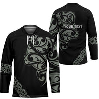 All Black Maori Tribal Tattoo Personalised Hockey Jersey Moss Green Polynesian Style - Polynesian Pride