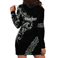 All Black Maori Tribal Tattoo Personalised Hoodie Dress Moss Green Polynesian Style LT9 - Polynesian Pride