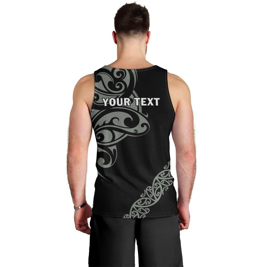 All Black Maori Tribal Tattoo Personalised Men Tank Top Moss Green Polynesian Style - Polynesian Pride