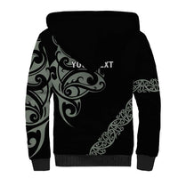 All Black Maori Tribal Tattoo Personalised Sherpa Hoodie Moss Green Polynesian Style LT9 - Polynesian Pride