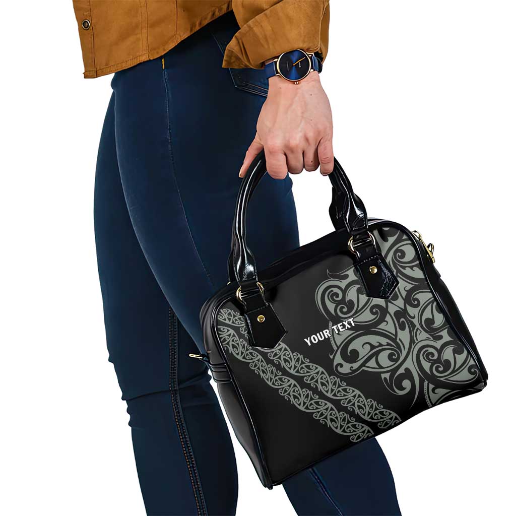 All Black Maori Tribal Tattoo Personalised Shoulder Handbag Moss Green Polynesian Style - Polynesian Pride