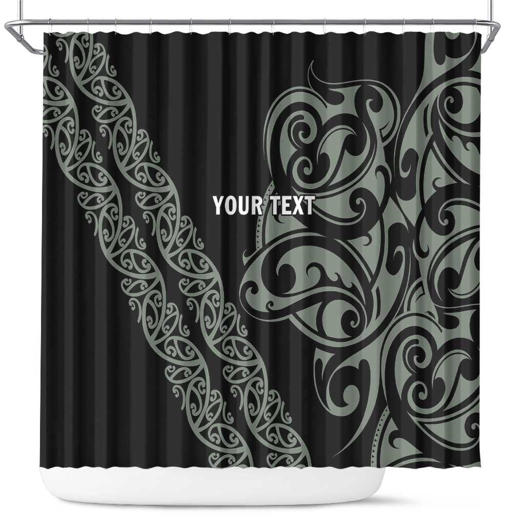 All Black Maori Tribal Tattoo Personalised Shower Curtain Moss Green Polynesian Style LT9 Green - Polynesian Pride