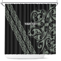 All Black Maori Tribal Tattoo Personalised Shower Curtain Moss Green Polynesian Style LT9 Green - Polynesian Pride