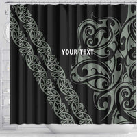All Black Maori Tribal Tattoo Personalised Shower Curtain Moss Green Polynesian Style LT9 - Polynesian Pride