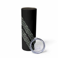 All Black Maori Tribal Tattoo Personalised Skinny Tumbler Moss Green Polynesian Style LT9 - Polynesian Pride