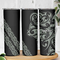 All Black Maori Tribal Tattoo Personalised Skinny Tumbler Moss Green Polynesian Style LT9 - Polynesian Pride