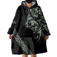 All Black Maori Tribal Tattoo Personalised Wearable Blanket Hoodie Moss Green Polynesian Style LT9 - Polynesian Pride