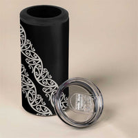 All Black Maori Tribal Tattoo Personalised 4 in 1 Can Cooler Tumbler Stone Gray Polynesian Style LT9 - Polynesian Pride
