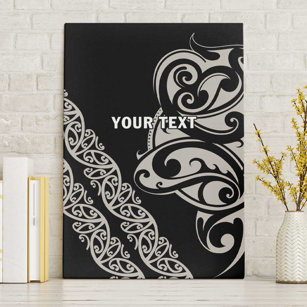All Black Maori Tribal Tattoo Personalised Canvas Wall Art Stone Gray Polynesian Style - Polynesian Pride