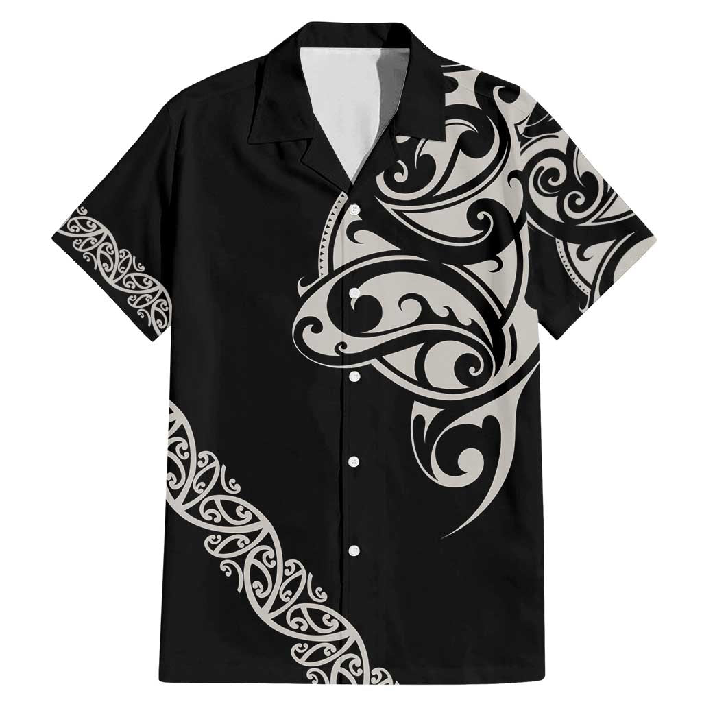 All Black Maori Tribal Tattoo Personalised Family Matching Mermaid Dress and Hawaiian Shirt Stone Gray Polynesian Style LT9 Dad's Shirt - Short Sleeve Gray - Polynesian Pride