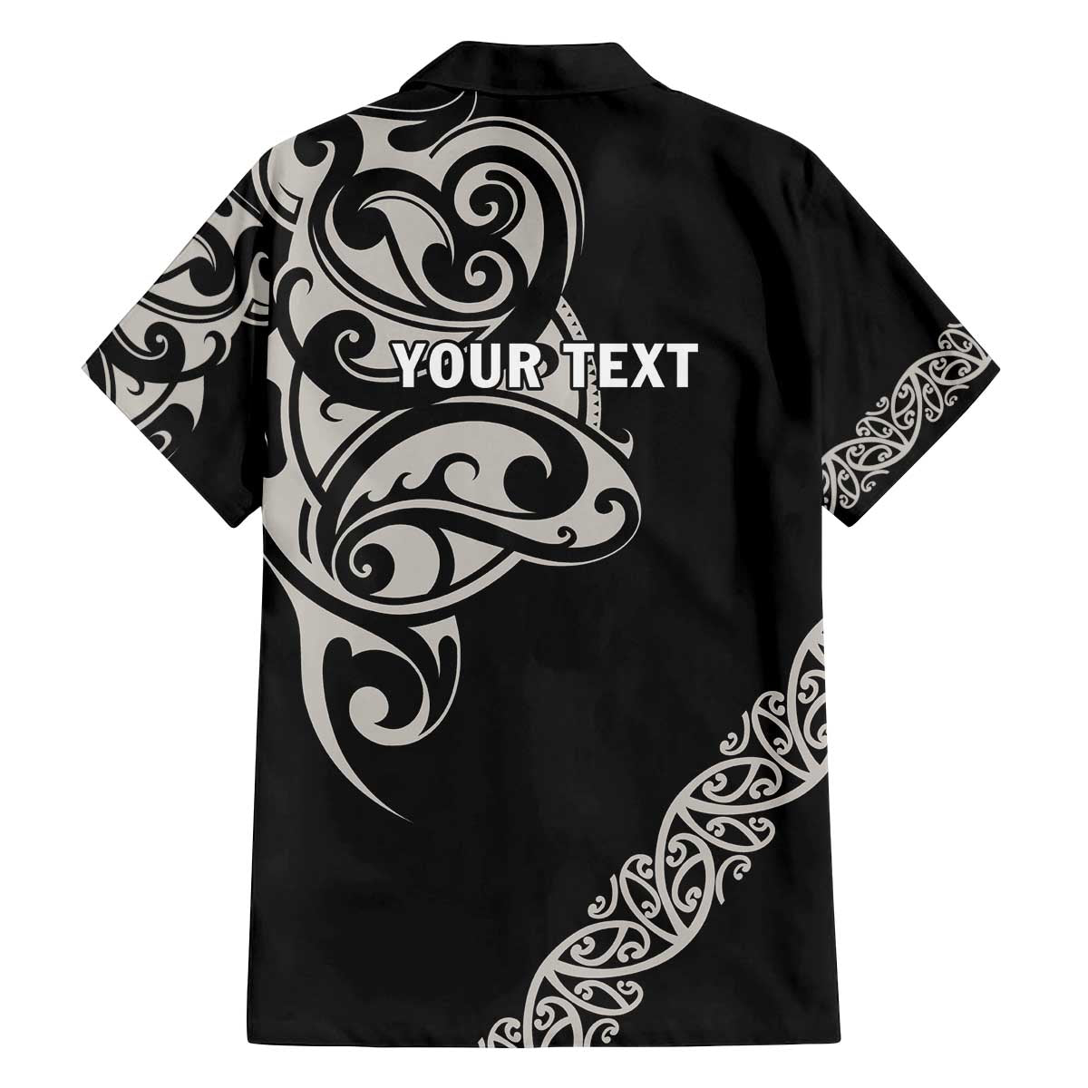 All Black Maori Tribal Tattoo Personalised Family Matching Off The Shoulder Long Sleeve Dress and Hawaiian Shirt Stone Gray Polynesian Style LT9 - Polynesian Pride