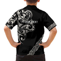 All Black Maori Tribal Tattoo Personalised Family Matching Off Shoulder Maxi Dress and Hawaiian Shirt Stone Gray Polynesian Style LT9 - Polynesian Pride