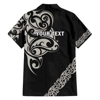 All Black Maori Tribal Tattoo Personalised Family Matching Off Shoulder Short Dress and Hawaiian Shirt Stone Gray Polynesian Style LT9 - Polynesian Pride