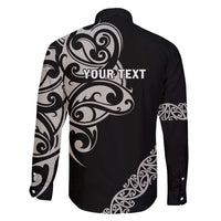 All Black Maori Tribal Tattoo Personalised Family Matching Off Shoulder Short Dress and Hawaiian Shirt Stone Gray Polynesian Style LT9 - Polynesian Pride
