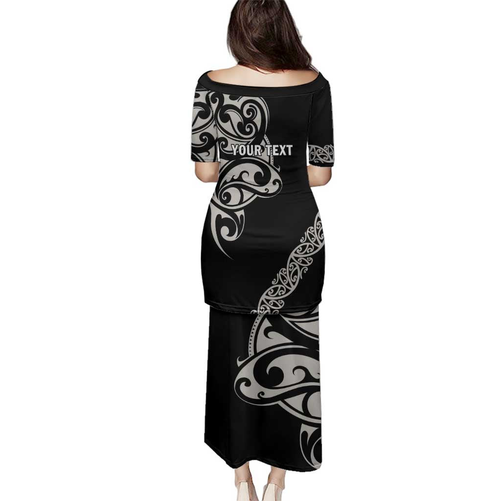 All Black Maori Tribal Tattoo Personalised Family Matching Puletasi and Hawaiian Shirt Stone Gray Polynesian Style LT9 - Polynesian Pride