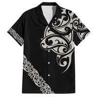 All Black Maori Tribal Tattoo Personalised Family Matching Short Sleeve Bodycon Dress and Hawaiian Shirt Stone Gray Polynesian Style LT9 Dad's Shirt - Short Sleeve Gray - Polynesian Pride