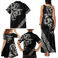 All Black Maori Tribal Tattoo Personalised Family Matching Tank Maxi Dress and Hawaiian Shirt Stone Gray Polynesian Style LT9 - Polynesian Pride
