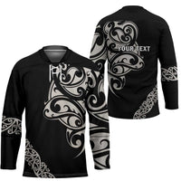 All Black Maori Tribal Tattoo Personalised Hockey Jersey Stone Gray Polynesian Style - Polynesian Pride