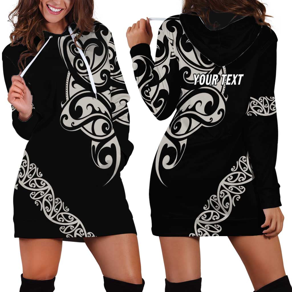 All Black Maori Tribal Tattoo Personalised Hoodie Dress Stone Gray Polynesian Style LT9 - Polynesian Pride