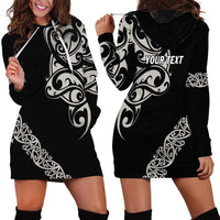 All Black Maori Tribal Tattoo Personalised Hoodie Dress Stone Gray Polynesian Style LT9 - Polynesian Pride