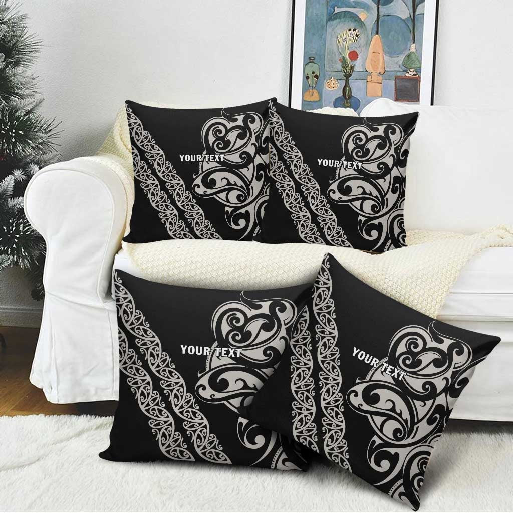 All Black Maori Tribal Tattoo Personalised Pillow Cover Stone Gray Polynesian Style - Polynesian Pride