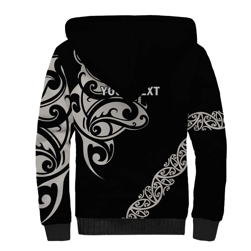 All Black Maori Tribal Tattoo Personalised Sherpa Hoodie Stone Gray Polynesian Style LT9 - Polynesian Pride