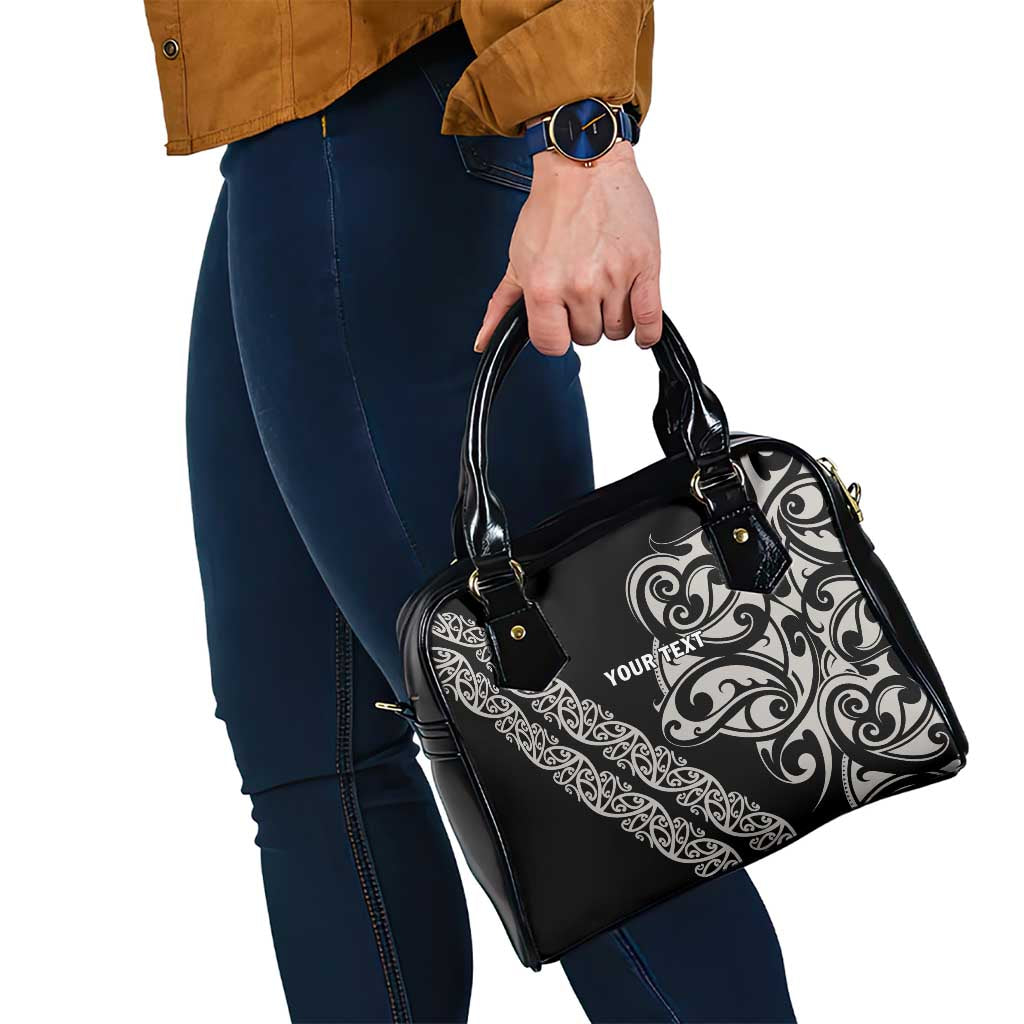 All Black Maori Tribal Tattoo Personalised Shoulder Handbag Stone Gray Polynesian Style - Polynesian Pride