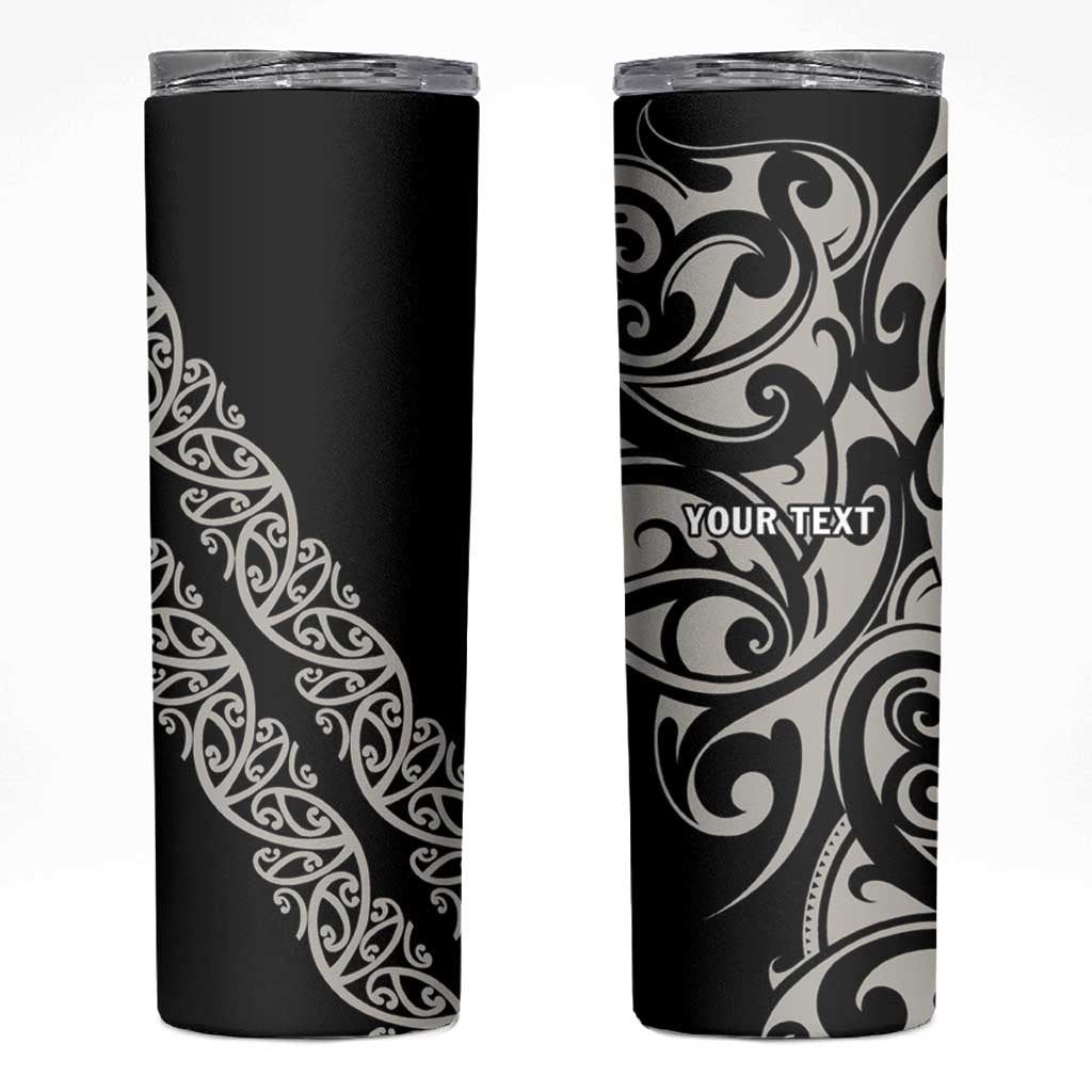 All Black Maori Tribal Tattoo Personalised Skinny Tumbler Stone Gray Polynesian Style LT9 Gray - Polynesian Pride