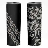 All Black Maori Tribal Tattoo Personalised Skinny Tumbler Stone Gray Polynesian Style LT9 Gray - Polynesian Pride