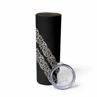 All Black Maori Tribal Tattoo Personalised Skinny Tumbler Stone Gray Polynesian Style LT9 - Polynesian Pride