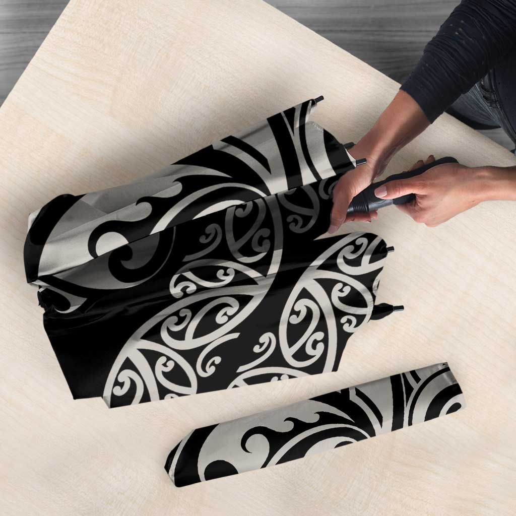All Black Maori Tribal Tattoo Personalised Umbrella Stone Gray Polynesian Style - Polynesian Pride