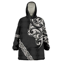All Black Maori Tribal Tattoo Personalised Wearable Blanket Hoodie Stone Gray Polynesian Style LT9 One Size Gray - Polynesian Pride