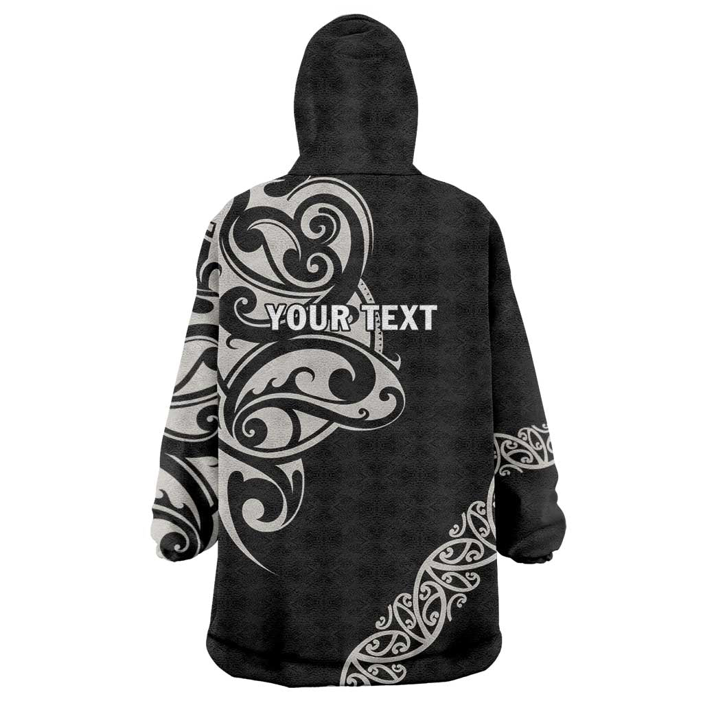 All Black Maori Tribal Tattoo Personalised Wearable Blanket Hoodie Stone Gray Polynesian Style LT9 - Polynesian Pride