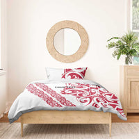 All White Maori Tribal Tattoo Personalised Bedding Set Classic Red Polynesian Style - Polynesian Pride