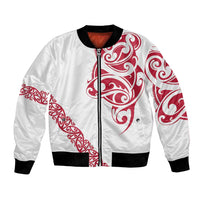 All White Maori Tribal Tattoo Personalised Bomber Jacket Classic Red Polynesian Style LT9 Unisex Red - Polynesian Pride