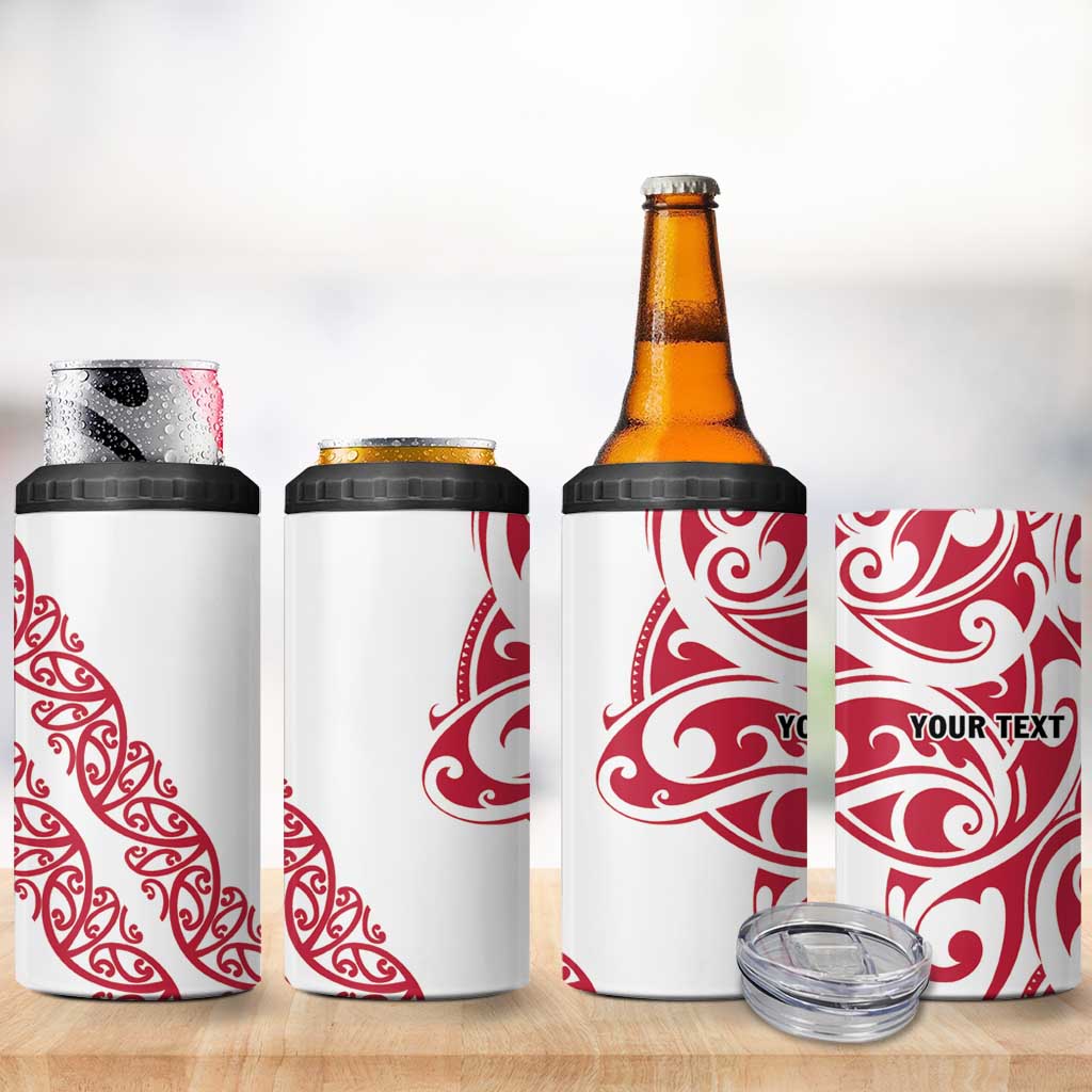 All White Maori Tribal Tattoo Personalised 4 in 1 Can Cooler Tumbler Classic Red Polynesian Style LT9 - Polynesian Pride