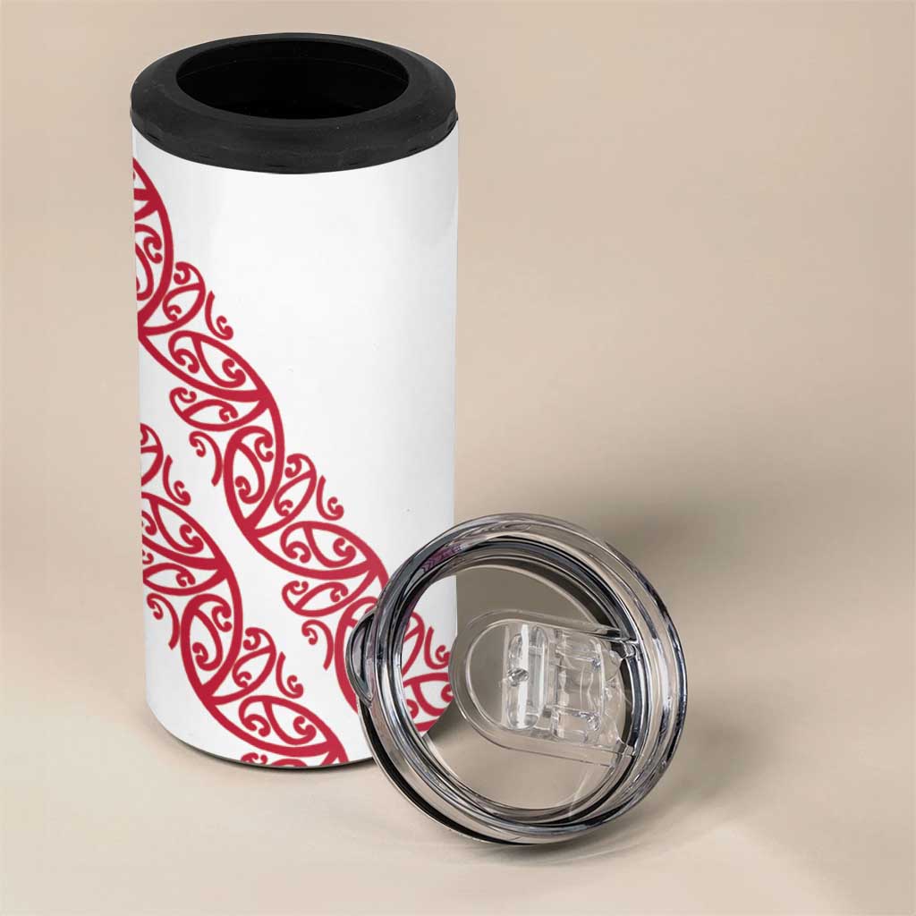 All White Maori Tribal Tattoo Personalised 4 in 1 Can Cooler Tumbler Classic Red Polynesian Style LT9 - Polynesian Pride